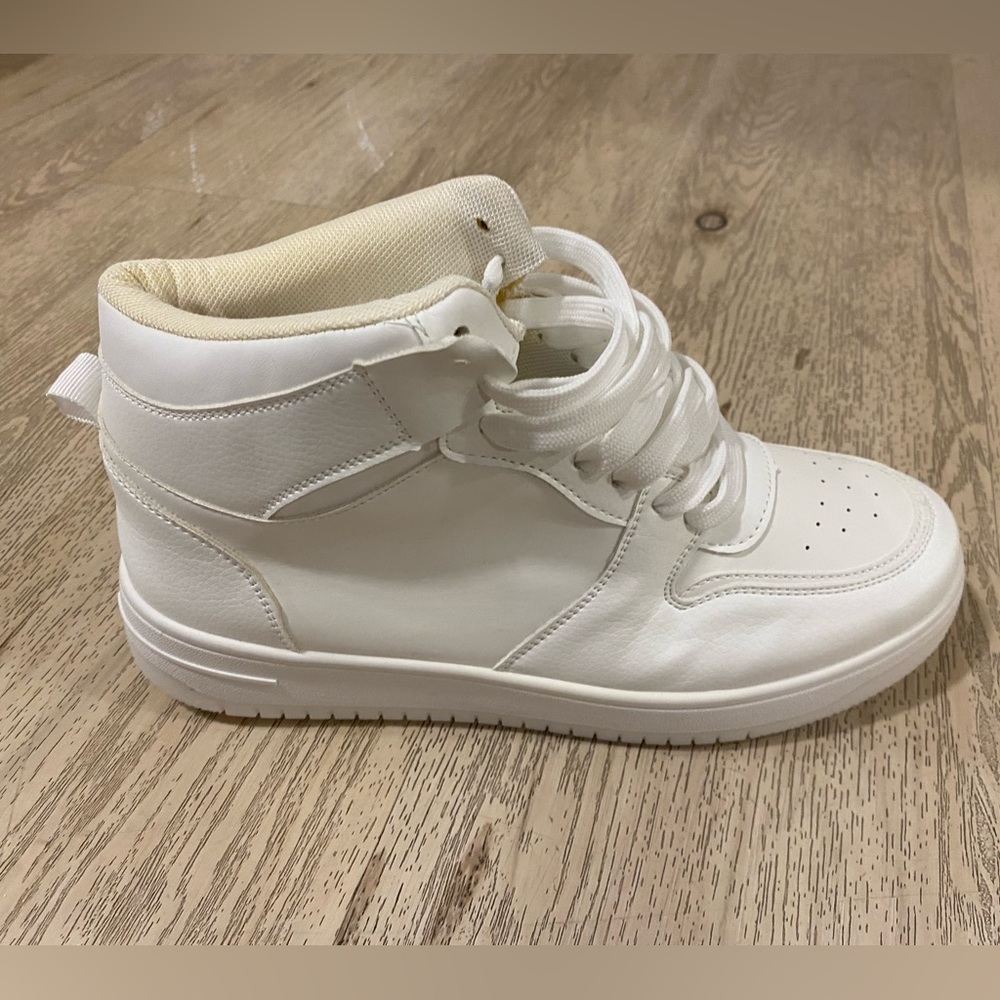 Faux Leather White High Top Sneakers